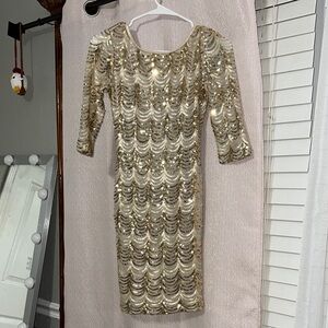 Elegant Gold Sequin Mini Dress